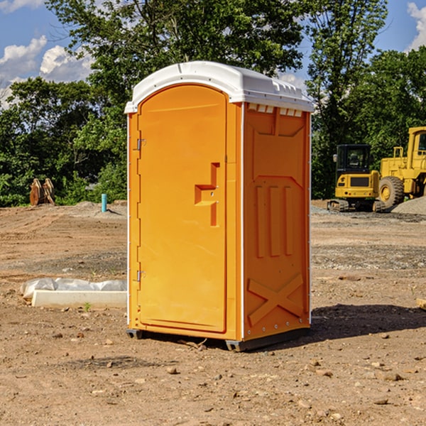 how often are the portable restrooms cleaned and serviced during a rental period in Red Lake County